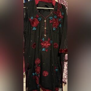 Black Floral Embroidered Punjabi Salwar Suit